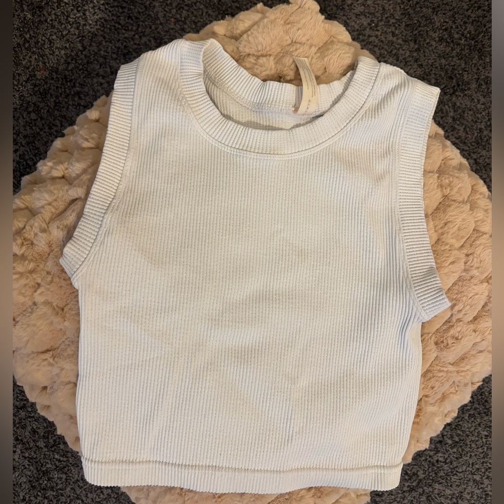 FP Movement White Ribbed High Neck Top